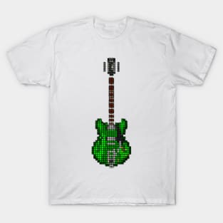 Tiled Pixel Memphis Green Guitar Upright T-Shirt